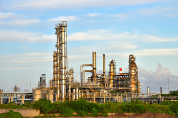 Refinery plant under the background of blue sky white clouds