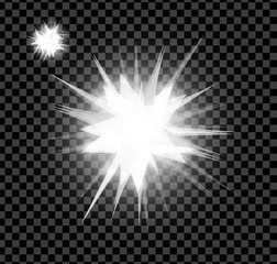 Glowing and shining star flares effect. Vector illustration