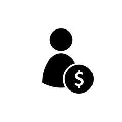 Labor cost silhouette icon. Clipart image isolated on white background