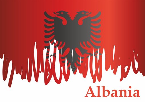 Flag of Albania, Republic of Albania. Template for award design, an official document with the flag of Albania. Bright, colorful vector illustration.