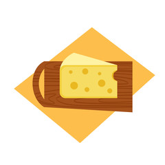 Cartoon cheese slice isolated on white top view