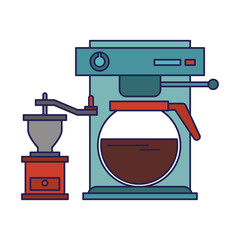 Espresso machine with coffee pot hot beverage blue lines