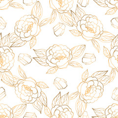 Hand drawn seamless pattern with jewerly and floral elements
