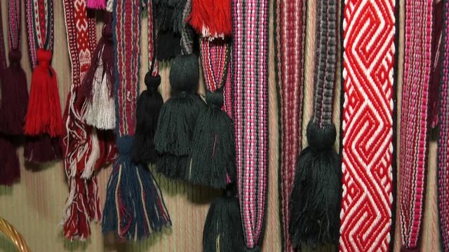 Traditional Slavic weaved belts or trims. Belt has a recurring ornaments. Hand woven sash. Traditional patterns from countryside. 