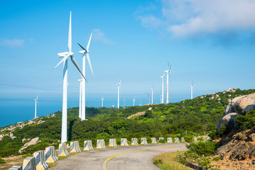 Fototapeta na wymiar Wind turbines in the mountains