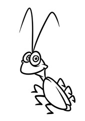 Little comic insect cockroach animal character cartoon illustration isolated image coloring page