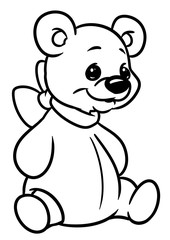 Toy big teddy bear sitting cartoon illustration isolated image coloring page 