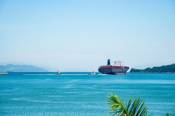Obraz premium Trade port shipping vessel