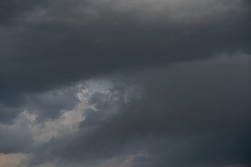 Dark storm clouds with softly visible sun rains. Perfect for background