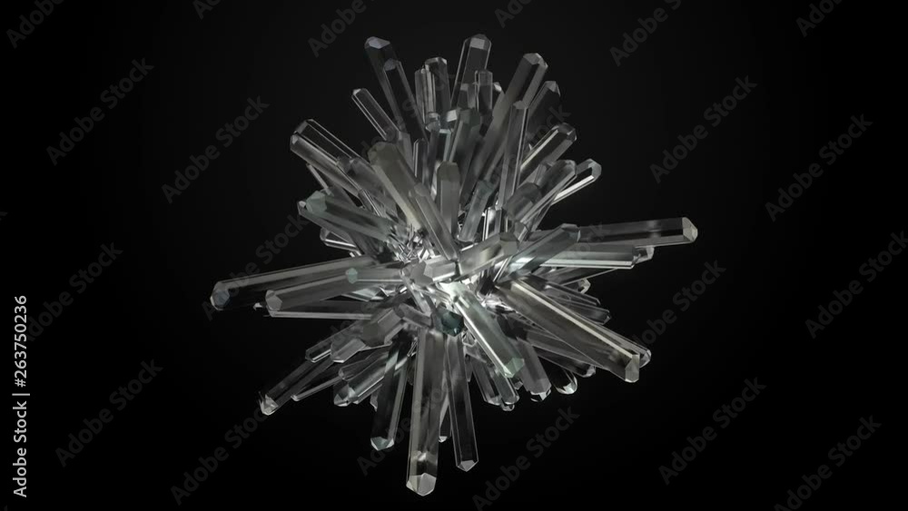 Aufkleber 3d render crystal cluster. composition made of mineral elements. loopable animation.