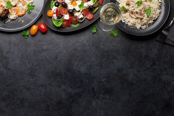 Delicious seafood and mushroom risotto