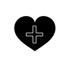 Fototapeta premium Heart with a cross vector icon. Healthcare, Medical symbol. Doctor s day sign, emblem isolated on white background with shadow. Flat style for graphic and web design, logo. EPS10 pictogram.