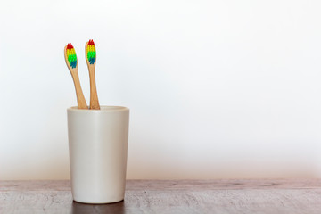 Bamboo toothbrush. Zero waste concept