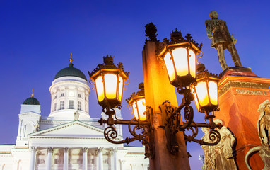 Helsinki Cathedral and sculpture of Emperor Alexander II