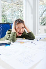 Woman having stalemate at work