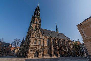 Fototapeta premium Big church on main square in Zwickau city in east Germany