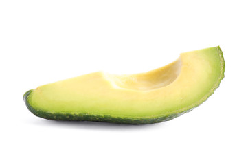 Fresh slice of avocado isolated on white background. Healthy food