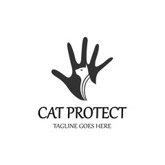 Cat protection logo design template. Vector illustration