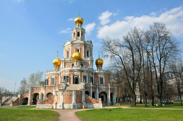 The Church of the Intercession of the Holy Virgin in Fili in Moscow. Classic monument of Moscow architecture.