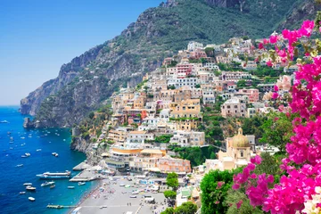 Cercles muraux Plage de Positano, côte amalfitaine, Italie Station balnéaire de Positano, Italie