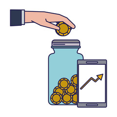 Money saving invesment market bussines blue lines