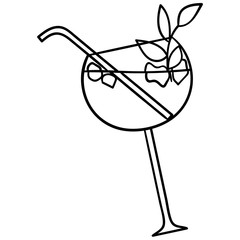 Drawn outlined icon of a cocktail in a glass