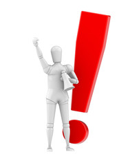 3d man exclamation mark