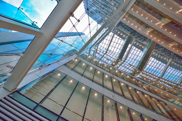 Indoor hall glass skylights features