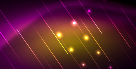 Fototapeta na wymiar Neon glowing lines, magic energy space light concept, abstract background wallpaper design