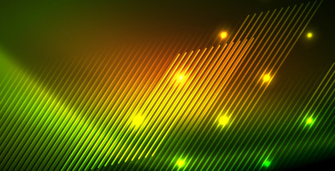 Neon glowing wave, magic energy and light motion background