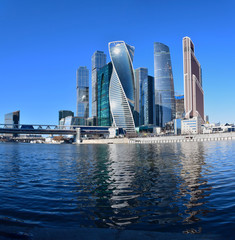 High-rise buildings of the Moscow international business center Moscow-City on the bank of the...