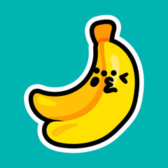 Winking banana cartoon kawaii character