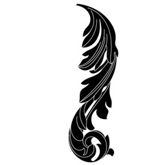 Black vintage baroque ornament, corner. Retro pattern antique style acanthus.
