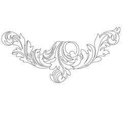 Black vintage baroque ornament, corner. Retro pattern antique style acanthus.