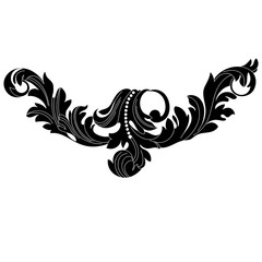 Obraz premium Black vintage baroque ornament, corner. Retro pattern antique style acanthus.