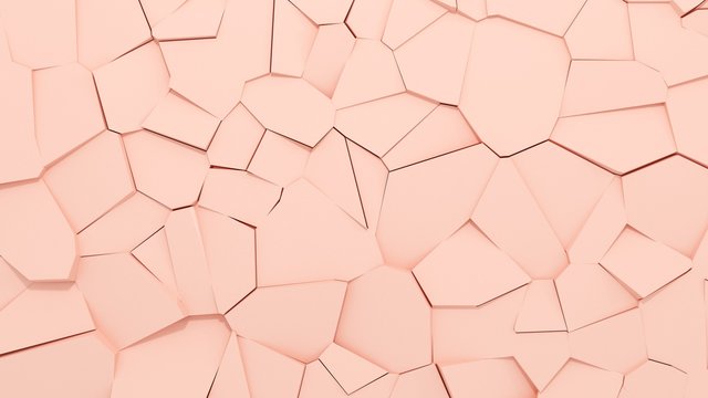 The surface in the cracks - 3D rener. Decorative, abstract background of mosaic, tiles, for advertising of cosmetics, powder, objects. Stylish  illustration of broken, bright elements.