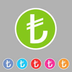 Obraz premium Turkish lira currency sign icon flat web sign symbol logo label