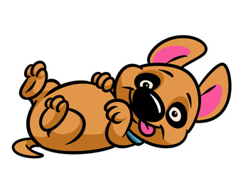 Little dog puppy lies plays animal character cartoon illustration isolated image 