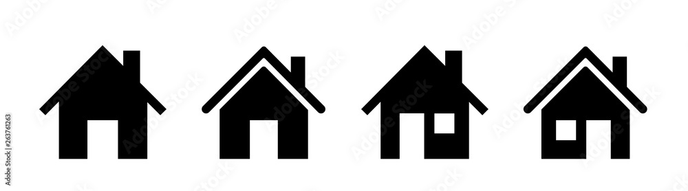 Canvas Prints home icon set. flat style - stock vector.