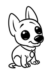 Obraz na płótnie Canvas Little dog puppy big eyes animal character cartoon illustration isolated image coloring page