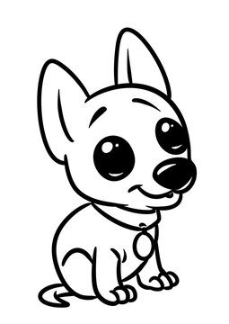Little dog puppy big eyes animal character cartoon illustration isolated image coloring page