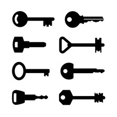 Key icon set. Flat style - stock vector.