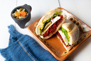 Mexican Food. Chorizo sandwich 