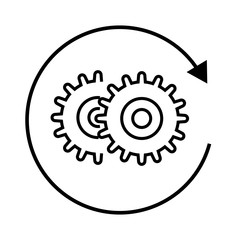 Clockwise gears, options, settings icon on white background