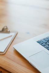 Freelance workplace with laptop