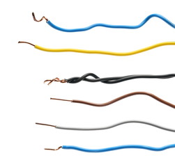 Set cut insulated cable, wire isolated on white background