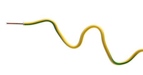 Damaged, cut insulated cable, wire isolated on white background, clipping path