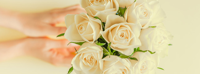 Fresh white roses bouquet
