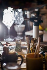 bartender's tools on the table