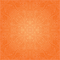 Orange Retro style colorful Floral mandala wallpaper background trend fashion design